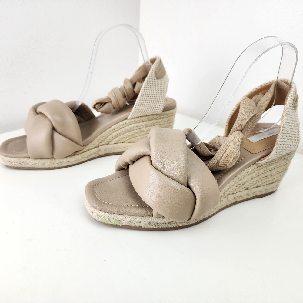 H&M Women Ankle Straps Espadrille Platform Wedge Sandals Size 10 Beige